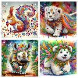 RUOPOTY-Kits de Pintura para Adultos, 5D Forma Especial, Cristal Strass Artesanato Tigre, Animais Decoração da Parede, Presente DIY - Image 1