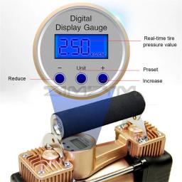 Bomba de ar de alta pressão digital portátil para carros, compressor de ar, cilindro duplo, metal inflável, automático, insuflador de pneus elétricos, 12V - Image 6