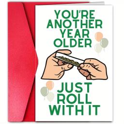 1 unidade de cartão de aniversário criativo e divertido com texto humorístico e balões. O presente perfeito para família, amigos e co-worker. - Image 1