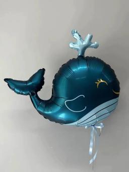 Blue Squirt Big Whale Aluminum Film Balloon, Tema animal marinho, Decoração de aniversário do bebê - Image 4