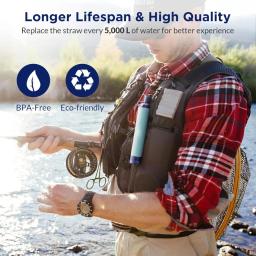 Canudo filtrante para água externa, filtração em 5 etapas para camping, trilhas, equipamento de sobrevivência, ideal para viajar, caçar e fazer mochilão - Image 5