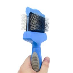 Dupla face pet escova de cabelo do cão gato pele cerdas grooming derramamento limpeza massagem pente ferramenta estilo - Image 3