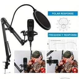 Conjunto de placa de som bm800 v8, microfone condensador de áudio profissional, microfone de canto para estúdio, gravação de podcast de karaokê, transmissão ao vivo - Image 4