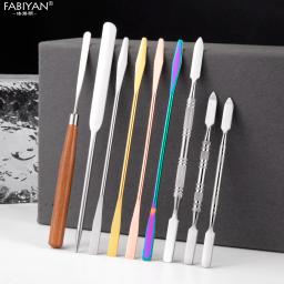 Espátula e bastão de colher para arte em unhas, acessório de ferramentas de mistura, maquiagem e cosméticos de aço inoxidável para base e misturador - Image 1