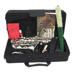 SLADE-Saxofone Soprano Profissional, B Saxofone Plano, Latão Sax prateado com Case, Cinta no pescoço, Peças Reeds, Instrumento de Sopros - Image 2