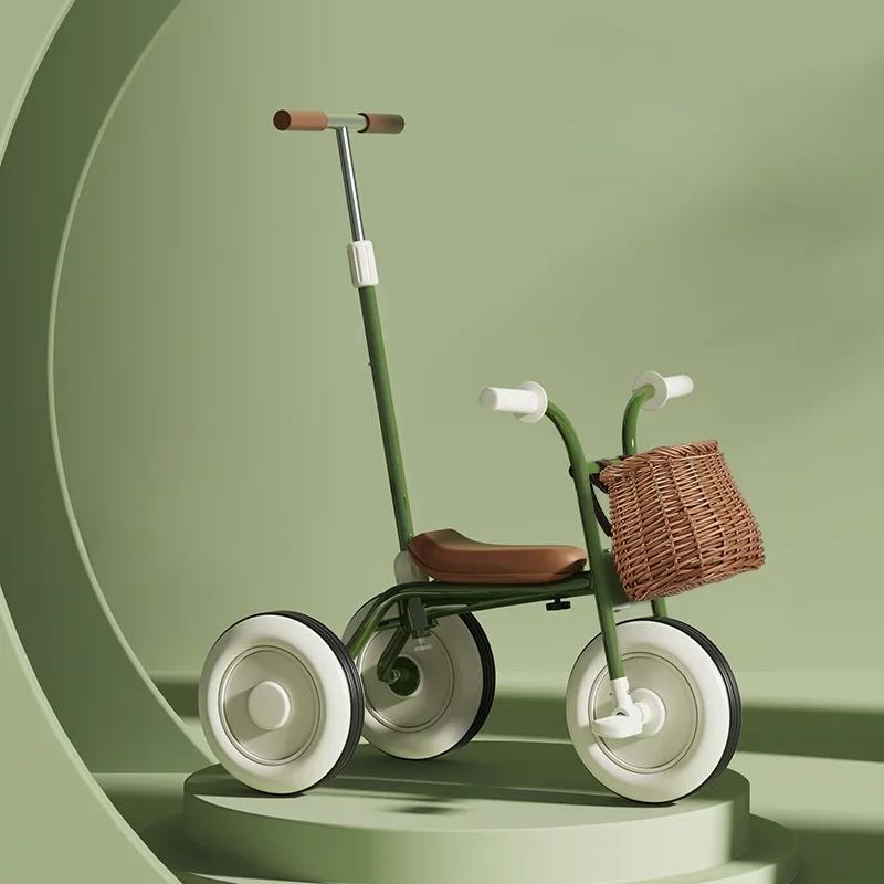 Carrinho de bicicleta pedal dobrável para crianças, carrinho com corrimão removível, leve e portátil, brinquedo para menino e menina, 2 em 1 - Image 1