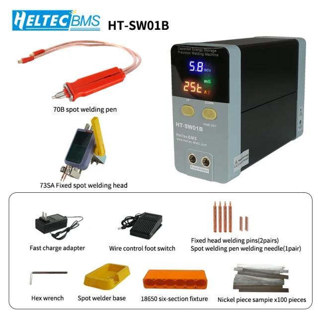 Soldador de Ponto Portátil Heltecbms 12kW 21kW com Display Digital, Ideal para Espessura de 0.5mm e Armazenamento de Bateria