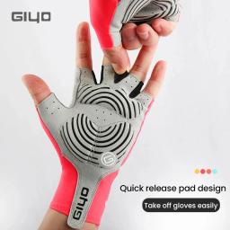 Mitten de bicicleta antiderrapante Giyo metade do dedo, tecido de Lycra, luvas de ciclismo sem dedos dos homens, MTB Road Bike luvas curtas, verão - Image 3