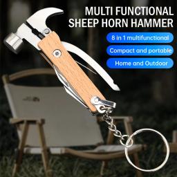 Martelo de garra portátil multi ferramentas, Martelo salva-vidas, Faca multifuncional Alicerce de aço inoxidável, Garra de emergência, Equipamento de acampamento - Image 2