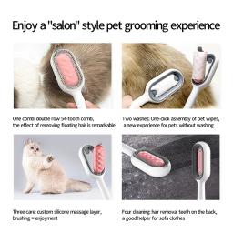 Cat Hair Removal Brushes, limpeza do gatinho, cabelo flutuante, dupla face pegajosa com toalhetes, Grooming Comb, Pet Supplies Acessórios - Image 3