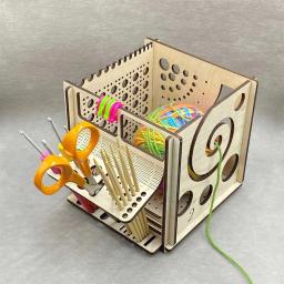 Tigela de fios de madeira tudo em um organizador de crochê, suporte de armazenamento DIY, dispensador de fios, tigela de tricô para tricô, meadas de crochê - Image 5