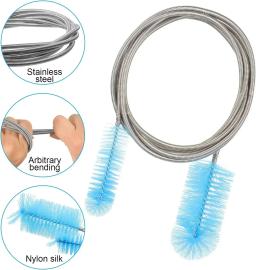 Escova de limpeza do aquário para mangueira, aço inoxidável, flexível, tubo duplo, acessórios do aquário, tubo de ar, 90 cm, 155 cm, 200cm - Image 2