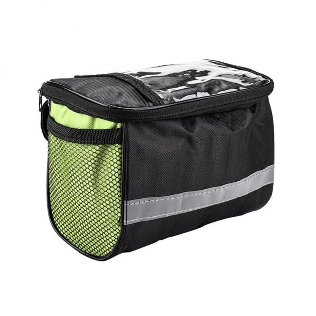 Cesta Dobrável de Grande Capacidade para Bicicleta com Saco de Guidão Destacável e Faixa Reflexiva de Armazenamento