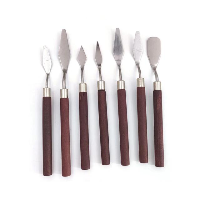Conjunto Completo de 7 Ferramentas para Pintura e Escultura: Facas de Tinta a Óleo, Espátula para Bolos e Mini Paleta