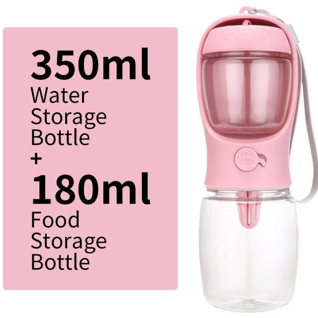 Garrafa Portátil para Cães e Gatos com Armazenamento de Alimentos e Água para Viagem 500ml