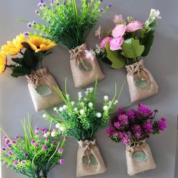 Compre 3 ganhe 1 bolsa de linho flores artificiais adesivos magnéticos faça você mesmo simulação de flor de geladeira ímã de cozinha decoração de casa presente - Image 5