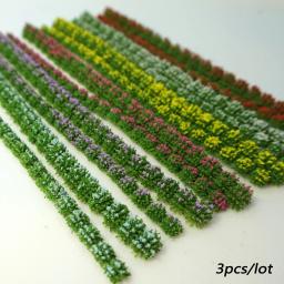 Miniatura Flor Grama Arbustos Modelo, DIY Construção, Mesa de Areia, HO Ferroviária, Layout de Cena, Diorama Kits, 3Pcs, Lote - Image 3