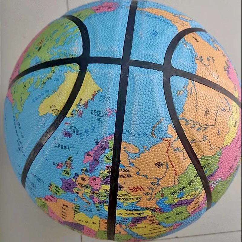 Nova alta qualidade versão chinesa padrão da terra impressão bola de basquete tamanho couro ao ar livre treinamento jogo interior - Image 1