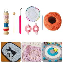 Boneca de madeira corda tricô bordado crianças artesanal diy tear trançado fabricante fio lã conjunto crochê ferramenta knitter acessório ferramenta - Image 3