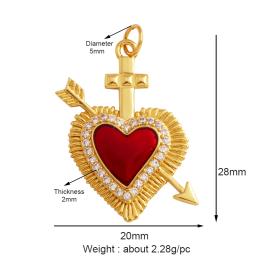 Victorian Love Zircon Charm Pendant, banhado a ouro 18k para fazer jóias, novo no Sagrado Coração, P04, ala fashion - Image 3