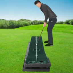 Pente ajustável interior mini golfe putting trainer esteira com furos rotativos pista de retorno automático bola agradável colocando superfície - Image 6