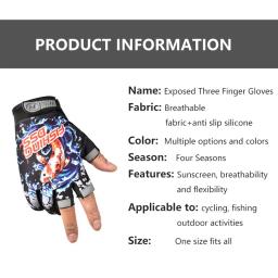 Impermeável três-dedo luvas de pesca, anti-derrapante, anti-suspensão, escalada, ciclismo, elenco, peixes, esportes, proteção ao ar livre - Image 6