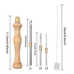 Ferramenta de agulha de perfuração de madeira ajustável kit de bordado diy experiência felting threader agulhas artesanato ferramentas de costura para arte diy - Image 6