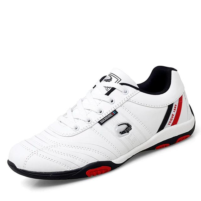 Sapatos de corrida masculinos de couro à prova d'água, antiderrapantes e luxuosos para ginásio e treino