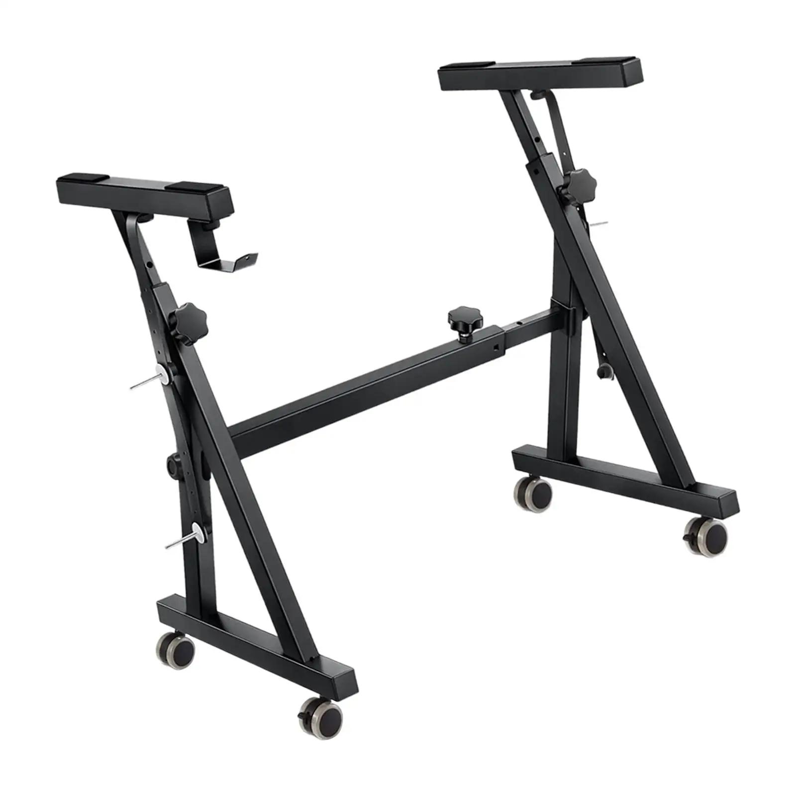Suporte de teclado piano em forma de z, se encaixa 54,61 e 88 teclas, piano elétrico, ferro com rodas, resistente, ajustável para viagens - Image 1