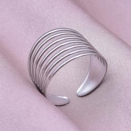 Anéis de aço inoxidável ajustáveis para homens e mulheres, cor prata, anéis abertos, pedra DIY, acessórios multiestilo - Image 5