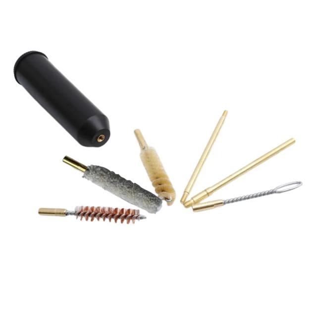 Kit Profissional de Escova de Limpeza para Pistola - Compacto com 7 Ferramentas, Haste de Mão e Tamanho de Bolso, Eficiente para Calibres de 9mm, 2024