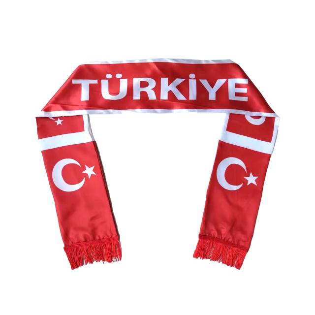 Cachecol de Cetim de Poliéster Impresso para Fãs da Turquia – Ideal para Esportes e Eventos
