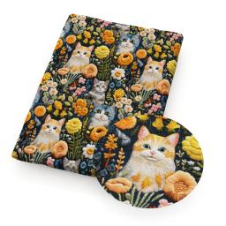 3D Imitação Bordado Laço, Urso, Borboleta, Gato, Tecidos de algodão, Pano de costura, Vestido, Artesanato DIY, Tecido caseiro, 50x145cm - Image 2