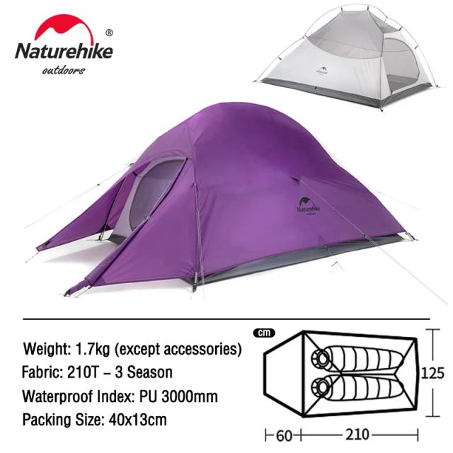 Barraca de Camping Portátil Ultralight Naturehike: Mongar e Nuvem Up para 1 a 3 Pessoas, Ideal para Caminhadas ao Ar Livre
