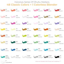 Ohuhu honolulu 48 cores marcador caneta conjunto marcadores de arte álcool recarregável dicas duplas esboçar desenho mangá material escolar arte - Image 6