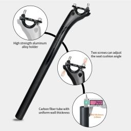 Toseek selim de carbono 27.2 31.6mm comprimento 400mm preto fosco mtb bicicleta de estrada espigão tubo do assento peças da bicicleta mtb canoa carbono - Image 6