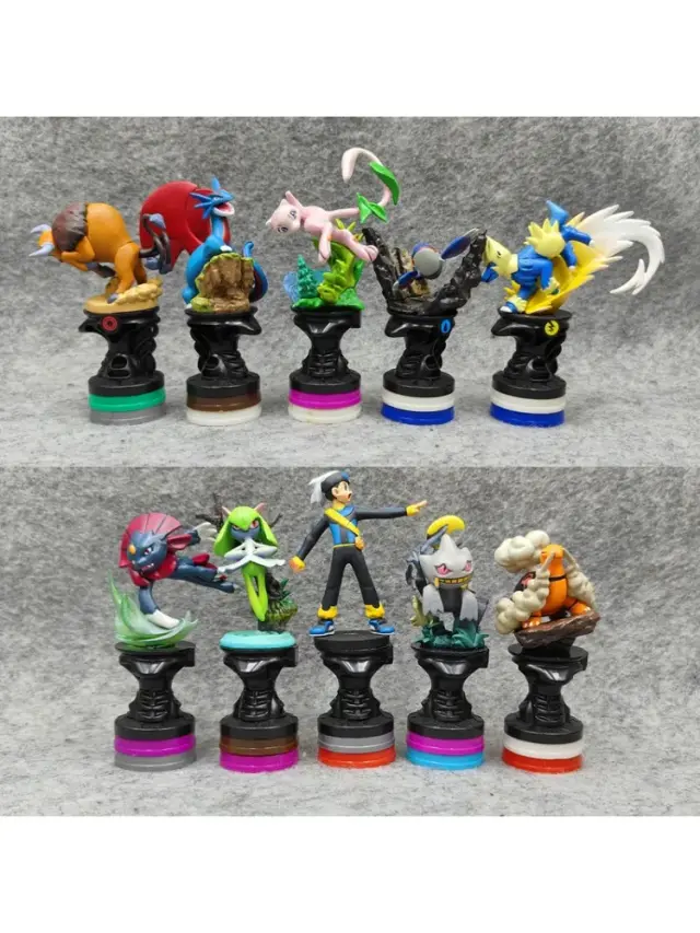 Ornamento de Xadrez Pokémon para Crianças - Conjunto Mágico com 10 Peças de Banette, Mew, Kyogre e Mais, Presente Divertido e Estiloso