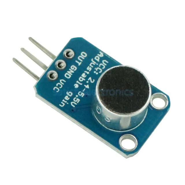 Amplificador de Microfone Electret MAX4466 com Ganho Ajustável - Módulo Breakout para Arduino com Pinos Inclusos