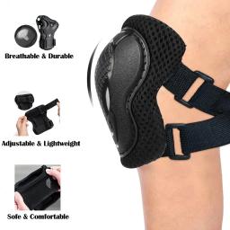 Joelheiras e cotoveleiras para adultos, protetores de pulso, conjunto de equipamentos de proteção, proteção de segurança, skate, ciclismo, equitação, 6 peças - Image 4