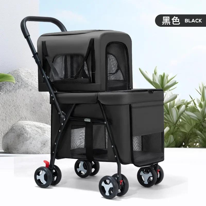 Double Deck Pet Folding Stroller, Ventilação Portáteis Portadores, cão e gato, Pet Products Supplies, Viagem ao ar livre - Image 1