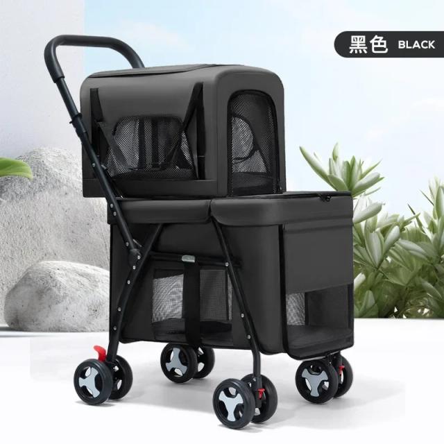 Carrinho de Passeio Dobrável para Pets com Ventilação - Ideal para Cães e Gatos em Aventuras ao Ar Livre