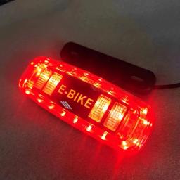 LED E-bike luz traseira, lâmpada de segurança, luzes traseiras Running para bicicletas elétricas, passeios noturnos, 4 modos, luz traseira colorida, 2-em-1 - Image 5