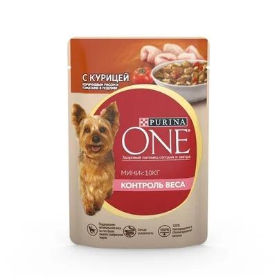 Purina One Pauchi para Cães Adultos de Raças Pequenas - Frango, Arroz e Tomate para Controle de Peso (4 Unidades, 0,085 kg)