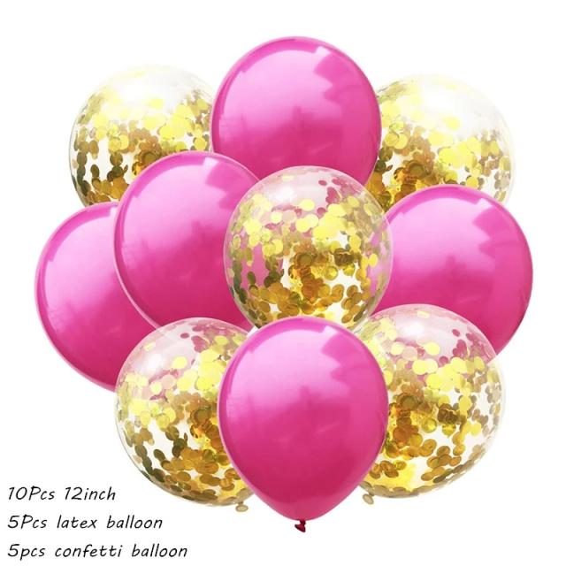 Conjunto de 10 Balões de Látex Metálicos com Confete para Decoração de Festas, Aniversários e Chá de Bebê com Balões de Hélio