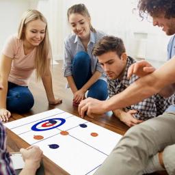 Curling de mesa para crianças e adultos, jogos de tabuleiro divertidos, discos shuffleboard, 8 16 rolos - Image 2