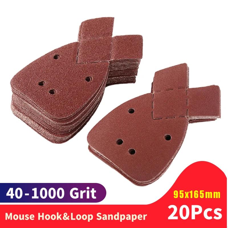 20 pçs lixa orbital do grão das almofadas 40-1000 das folhas de lixamento do rato do papel de lixa para papéis de lustro da palma do preto & do decker - Image 1