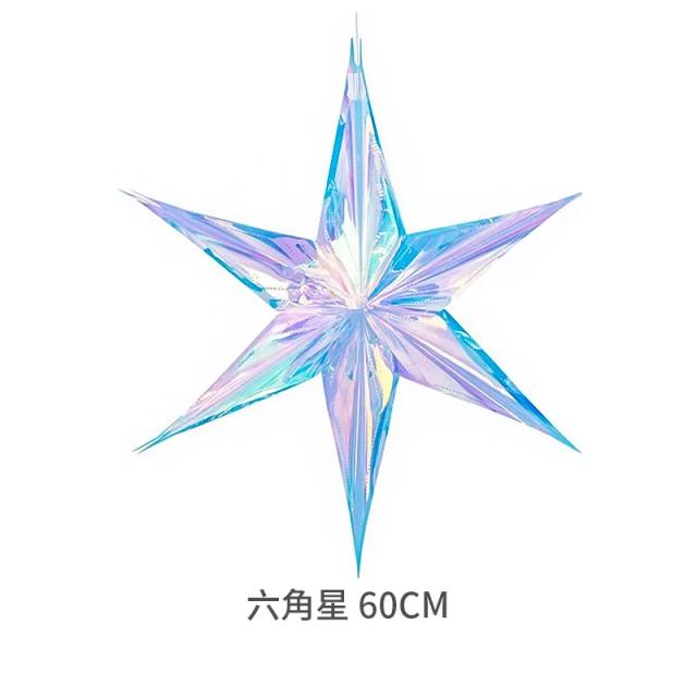 Ornamento de Glitter em Forma de Estrela para Decoração de Eventos, Casamentos e Aniversários - Estrela Iridescente Pendurada para Sala