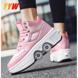 Sapatos de skate de deformação portátil unissex, Parkour Roller Shoes, Tênis com quatro rodas, Tênis para crianças - Image 5