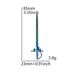 Rainbow Alloy Esgrima Encantos, Western Sword Pendant Acessório, DIY Fazer Jóias, Colar Chaveiro Suprimentos, Bulk Atacado, 5Pcs - Image 3