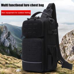 Leve mochila pesca com suporte Rod e vários bolsos, resistente à água ao ar livre pesca ombro Pack - Image 1